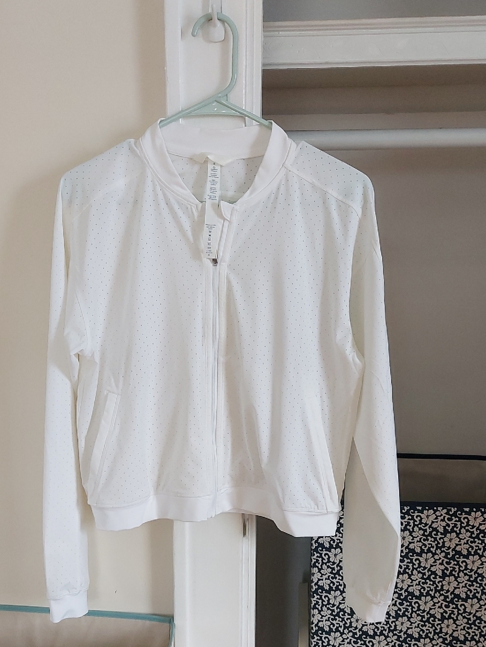 lululemon athletica White Perforated Zip Bomber Jacket